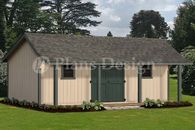 16' x 24' Guest House /Storage Shed with Porch Plans, Bonnet Roof Style #P81624 