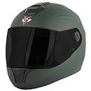 Steelbird SBH-11 7Wings ISI Certified Full Face Helmet for Men and Women(Large 600 MM, Dashing Battle Green with Smoke Visor)