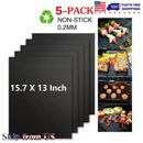 BBQ Grill Mats Set of 5 Outdoor Cooking Baking Non Stick Reusable Grilling Mat