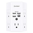 Surge Protector, 5 Outlets Extender with 4 USB Ports(USB C), 3-Side 1800J Power Strip Multi Plug Outlet Expander, Charger, Outlet Splitter Adapter Wall Mount for Home Travel Office ETL Listed