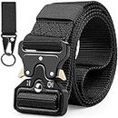 Tactical Belt with Keychain for Men, Military Style Nylon Web Rigger Belt Accessories with Heavy-Duty Quick-Release Waistband for Cargo Pants Jeans