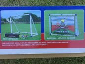 OUTDOOR PLAY Kids 2-in-1 Hook & Loop Baseball Training Target & Soccer Goal Set