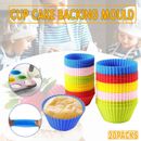 20x Round Cup Cake Silicone Baking Mould Cupcake Case DIY Bake Mold Muffin AU