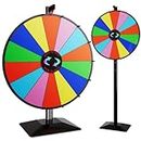 T-SIGN 24 Inch Dual Use Spinning Prize Wheel Stand, Tabletop or Floor Spinner Stand, 14 Colorful Slots with Dry Erase Marker and Eraser Win The Fortune Spin Game for Carnival and Trade Show