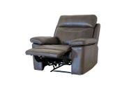 Gray Air Leather Power Recliner, Baseball Stitched, Zero Clearance Sofa Chair