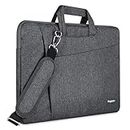 Kogzzen 17 17.3 Inch Laptop Bag Sleeve Case with Shoulder Strap & Handle Waterproof Shockproof Briefcase Carrying Bag Compatible with Notebook MacBook Razer Dell HP Lenovo Acer Asus Samsung - Gray