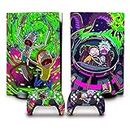 GADGETSWRAP PS5 Skin Protective Vinyl Sticker Decals for Playstation 5 Disk Version Console and Two Dual Sense 5 Sticker Skins Black PS5 Skin Console and Controller Vinyl - Rick and Morty