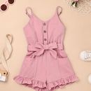 Toddler Baby Girls' Romper Adjustable Straps Cami Romper For 6 Months - 5 Years Old, Little Girl's Summer Clothes