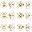 FAMIDIQGO 18K Gold Locking Secure Earring Backs for Studs, Silicone Earring Backs Replacements for Studs/Droopy Ears, No-Irritate Hypoallergenice Earring Backs(Gold)
