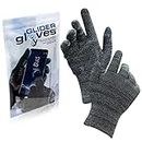 GliderGloves Copper Infused Touch Screen Gloves - Entire Surface Compatible with iPhones, Androids, Ipads, Tablets & More - Anti Slip Palm for Driving & Phone Grip - (Black, Large)