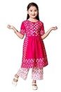 Badshah New DRESSES Cotton Blend Casual Printed Short Sleeves Long Kurta and Pallazzo Set for Girls Kids
