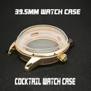 Arch Glass Watch Case 39.5mm Cocktail Case Silver Rose Gold Steel Case for NH35 NH36 4R35A 4R36A