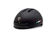 Automobili Lamborghini Smart Helmet Advanced con Luce Frontale e Indicatori di Direzione integrati, Unisex, Taglia Unica, Nero