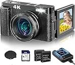 4K Digital Camera for Autofocus Photography, 48MP Vlogging Camera with Anti-Shake SD Card, 3 Inch 180° Compact Video Camera for Travel, Digital Camera with 16X Zoom