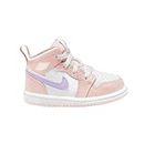 Jordan 1 Mid Baby/Toddler Shoes (FD8782-601, Pink WASH/White/Violet Frost) Size 6