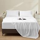EMONIA Queen Size Bed Sheet Set 4 Piece Ultra Soft Queen Bed Sheets, 1800 Thread Count 16 Inches Deep Pocket Comfy Cooling Microfiber Super Soft Wrinkle Free Fade Resistant (White Queen)