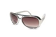 NEON NATION The King of Rock and Roll Elvis Presley Large Las Vegas Costume Sunglasses (Silver, Brown)