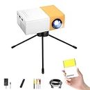 ADZOY Portable Mini Projector with Tripod Stand, 320x240 Native Ratio 1080 P Resolution for iOS,Android,Windows,PS5,Laptop,TV-Stick,Compatible with HDMI,USB,Audio,TF Card,AV and Remote Control