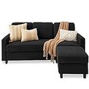 Best Choice Products Upholstered Sectional Sofa for Home, Apartment, Dorm, Bonus Room, Compact Spaces w/Chaise Lounge, 3-Seat, L-Shape Design, Reversible Ottoman Bench, 680lb Capacity - Black