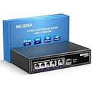 NICGIGA 5 Porte 2.5G Ethernet Switch con 10G SFP Uplink, Switch di rete 2.5Gb non gestito, Plug & Play, montaggio a parete/da scrivania, design in metallo senza ventola.