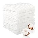 8 Pack Muslin Cloths for Baby, 10x10 Inch Muslin Squares Soft Burp Cloths 6 Layers Cotton Newborn Hand Washcloths Baby Wash Cloths Reusable Baby Towels(White)