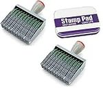 Dinojames Manual Number Stamp 12 Digits Rolling Bands (Pack of-2 Stamp) with One Violet Stamp Pad