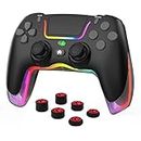 RALAN Black Wireless Controller Compatible with Playstation 4/Pro/Slim/for PS4 Dualshock 4 Gamepad with Adjustable LED Lighting, 3.5mm Audio Jack and Touch Pad