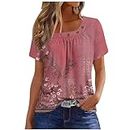BABYb Prime Membership Account Women Clearance of Sale Womens Tops 2024 Summer Short Sleeve T Shirts Dressy Casual Button Decor Tops Trendy Floral Graphic Blouse Cute Boho Tees