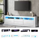Oikiture TV Unit Entertainment Unit TV Cabinet Stand LED RGB Gloss Storage
