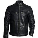 Body Guard Genuine Leather Jacket | Genuine & Pure Leather Jacket | Mens Solid Biker Jacket | Full Sleeve Solid Jacket for Men's Biker Style | 4 Zipped Pockets with zipped Sleeve Colour : Black (XL)
