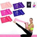 Resistance Bands Set Exercise Stretch Bands [Set of 5] 1.5M Therapy Tension Band Fitness Bands Elastic Bands for Stretching Pilates Yoga Working Out Exercise