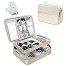 Seagull Flight Of Fashion Double Layer Electronic Gadget Organizer Case, Cable Organizer Bag for Accessories with Mobile Stand - 27 X 20 X 9 cm - Beige - Model 2