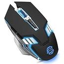 Bluetooth Mouse Wireless Gaming Mouse, Quiet Click, 800mAh Long-lasting Rechargeable Battery, Multi Device, 7 Buttons,Light up Computer Mice for Laptop PC iPad Tablet MacBook Office Games-Black