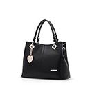 NICOLE&DORIS Women Top Handle Bags Square Middle Size Waterproof PU Leather, Black, L, Top-Handle Bags