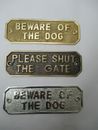 Cast brass Dog Fence Post Garden House Home door gate Sign plaque 