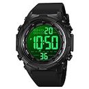 ROSEBEAR Men's Digital Quartz Watch, 50 m Waterproof Electronic Sports Watch, Outdoor Camping Luminous Digital Watch Strap Made of PU, black, Strap.