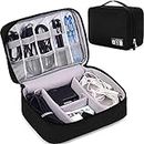 Gvnd Electronics Accessories Organizer Bag, Universal Travel Digital Accessories Storage Bag for Charger, Cables, Earphone, Ipad Mini, iPhone, Cord, Customize Inside with Dividers-24.5 * 18.5 * 10cm