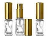 Riverrun Travel Perfume/Cologne Atomizer, Empty Refillable Glass Bottle, Gold Sprayer 1/6 oz 5ml (Set of 3)