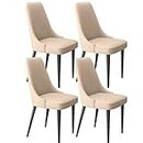 EMUR Modern Dining Kitchen Room Chairs Set of 4 Modern Latex Pad Dining Chairs with Soft Microfiber Leather and Metal Legs,Side Chairs For Living Room Dining Chairs (Color : Beige, Size : Black f