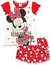 Disney Minnie Mouse Pyjamas For Girls | Kids Red White Dotty T-Shirt & Shorts Pajama Set | Childrens PJs Gift Merchandise 3-4 Years