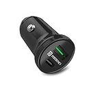 Portronics Car Power Mini Car Charger with Dual Output, Fast Charging (Type C PD 18W + Mach USB-A) Compatible with All Smartphones(Black)