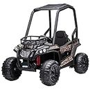 Aosom 12V Dual Motor Kids UTV, Battery Powered Electric Ride on Truck with Forward and Reverse Function, Lights, MP3/USB, Suspension, Remote Control, Camo