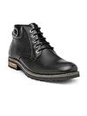 Teakwood Genuine Leather Men Solid Leather Mid-Top Flat Boots(Black) 9 UK