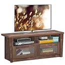 Tangkula Wood TV Stand for TV up to 55 Inches, Rustic Storage Media Console Cabinet w/ 2 Open Shelves and 2 Door Cabinets, Home Living Room Furniture, Farmhouse TV Console Table, Coffee