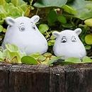 Storm's Gartenzaubereien Keramik Hippos schwimmende Deko für Mini-Teiche & Innenbereich naturgetreue Tierfiguren Teichdeko, Gartenfigur