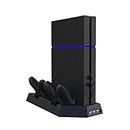 Perfect Part PS4 Cooling Station - PS4 Cooling Fan with Controller Charging Docks & 3 USB Hub Ports, PS4 Vertical Stand with Dual Controller Charge Station, for Sony Playstation Charging Station
