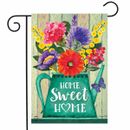 Home Sweet Home Spring Garden Flag Rustic Watering Can Floral 12.5" x 18"
