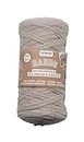 Glorex Bande de macramé ultra doux 60 % coton/40 % viscose pour crochet, tricot, nœuds et motifs textiles 250 g env. 125 m, taupe, 250 g