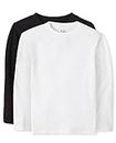 The Children's Place baby boys And Toddler Long Sleeve Basic Layering T-shirt , Black/White 2 Pack, 3T US