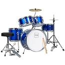 Best Choice Products Kids Drum Set 5-Piece 16in Beginner Drum Set Junior Drum Kit, Starter Percussion Set w/Cymbals, Pedal, Drumsticks, Stool, Toms, Snare, Hi Hat - Blue